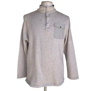 Woolrich Mens Oatmeal Sweatshirt Sz M 1/4 Buttons Long Sleeve Pullover Sweater